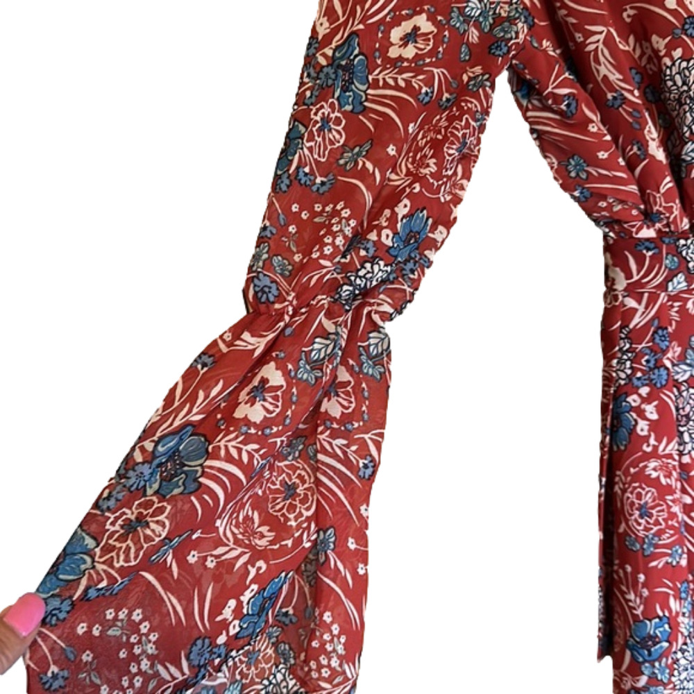 Gabriella bohemian tie detail rust maxi dress​ - Picture 5 of 7